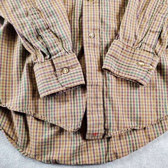 Vtg Hathaway Shirt Mens 16 34/35 Brown Plaid Country Check Button Up - Picture 4 of 8